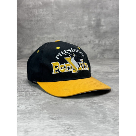 Vintage 90s Pittsburgh Penguins NHL Embroidered Spellout Snapback Hat OSFA