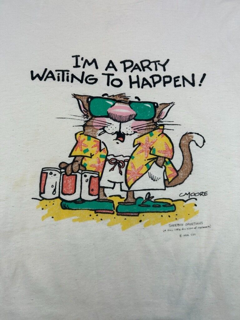 Vintage 90s Im A Party Waiting To Happen Cartoon Graphic Comedy T-Shirt Sz XL