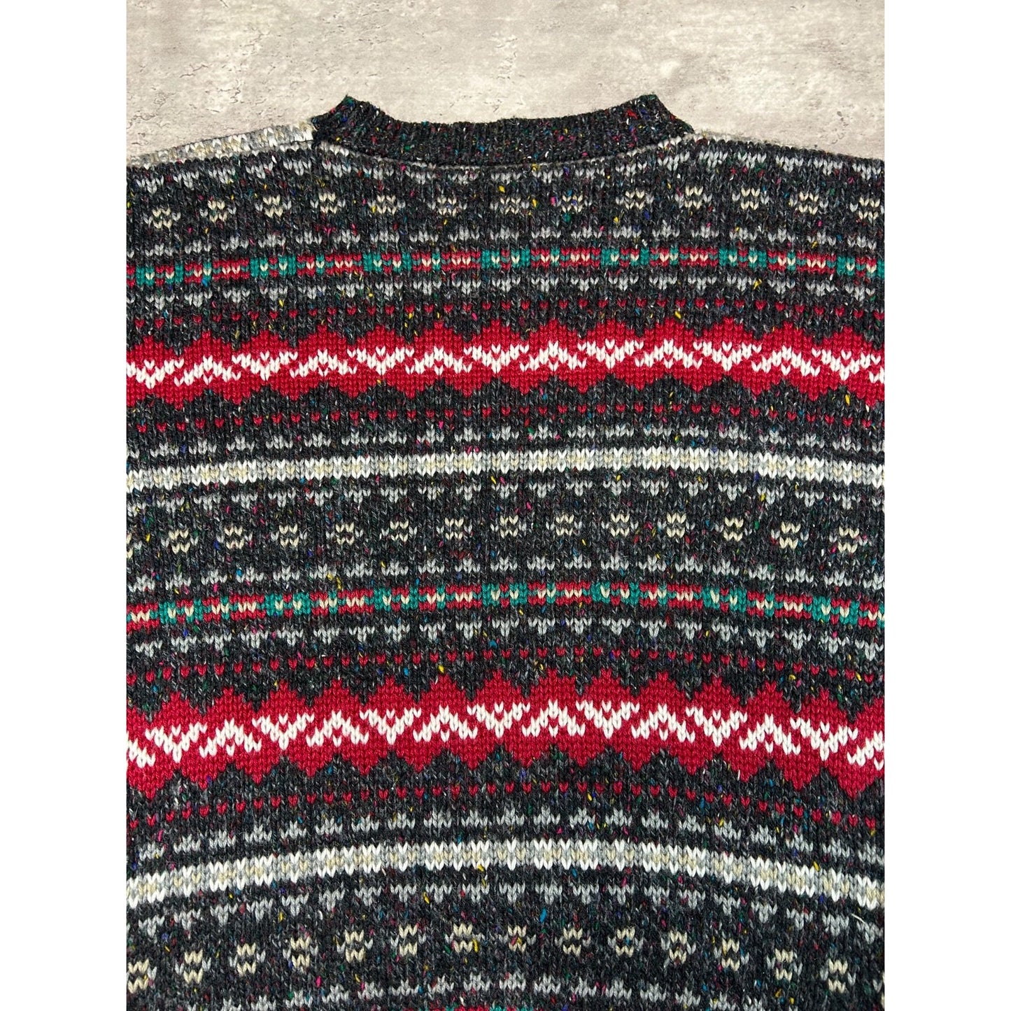 Vintage 90s Geometric Abstract Striped Pullover Ribbed Knit Sweater Size XL