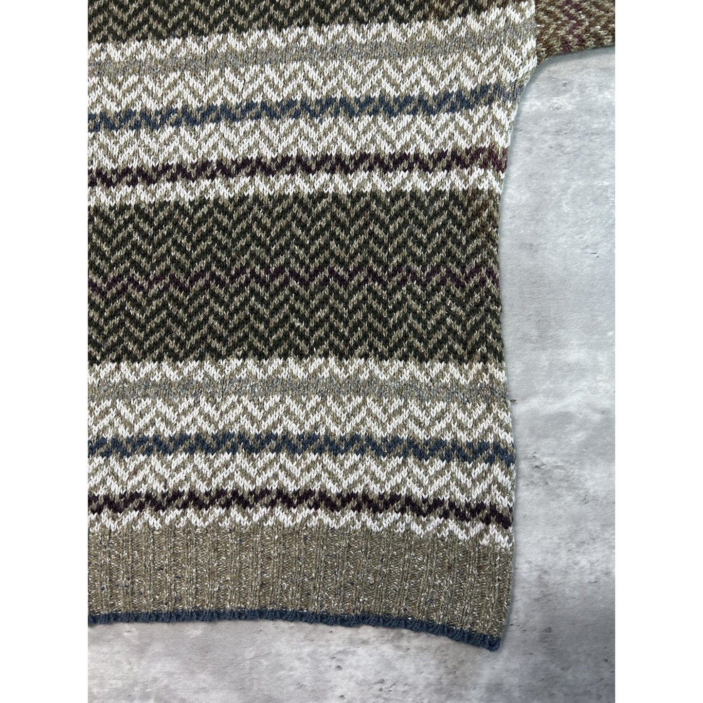 Vintage Jantzen Abstract Striped Earth Tone Pullover Knit Sweater Size Large