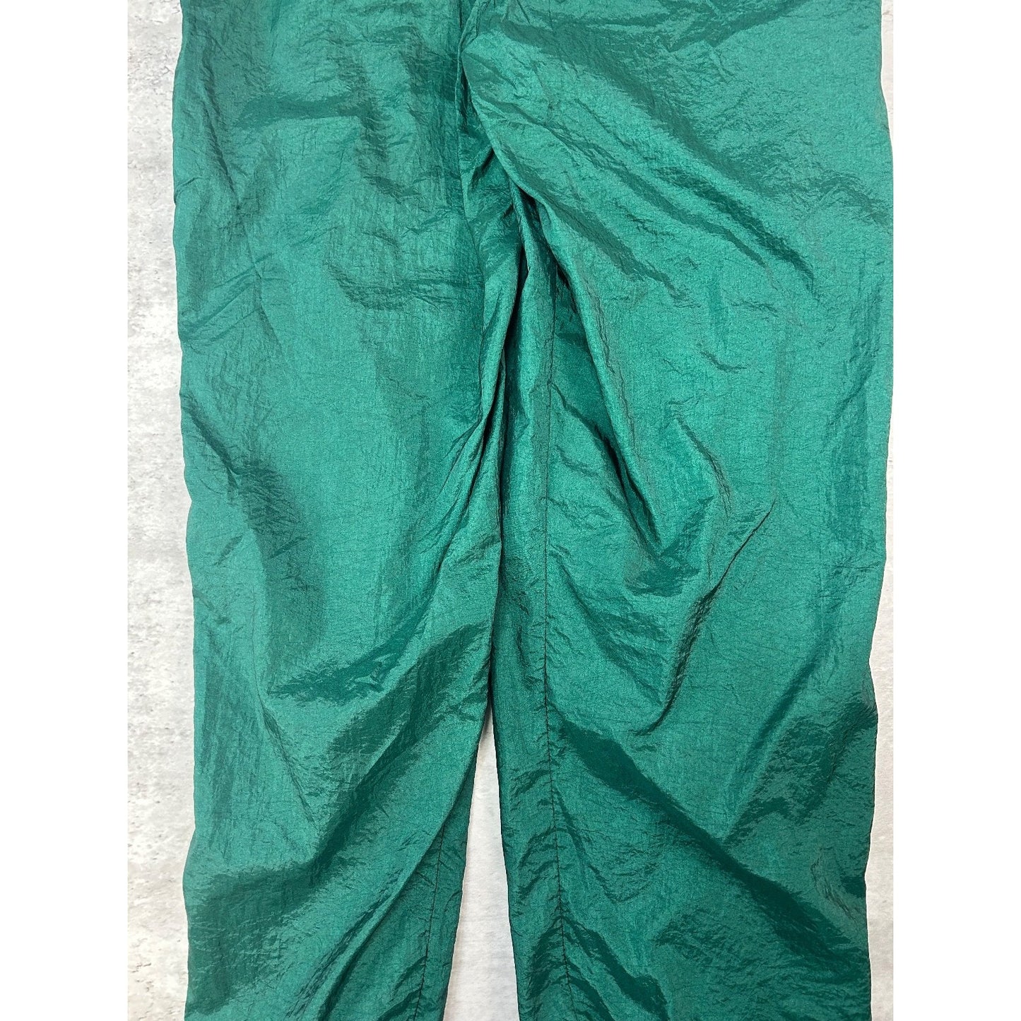 Vintage 90s Adidas Tonal Embroidered Spellout Nylon Track Pants Size Large Green