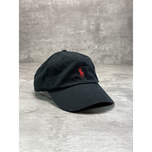 Vintage Polo Ralph Lauren Embroidered Pony Strapback Hat OSFA Black