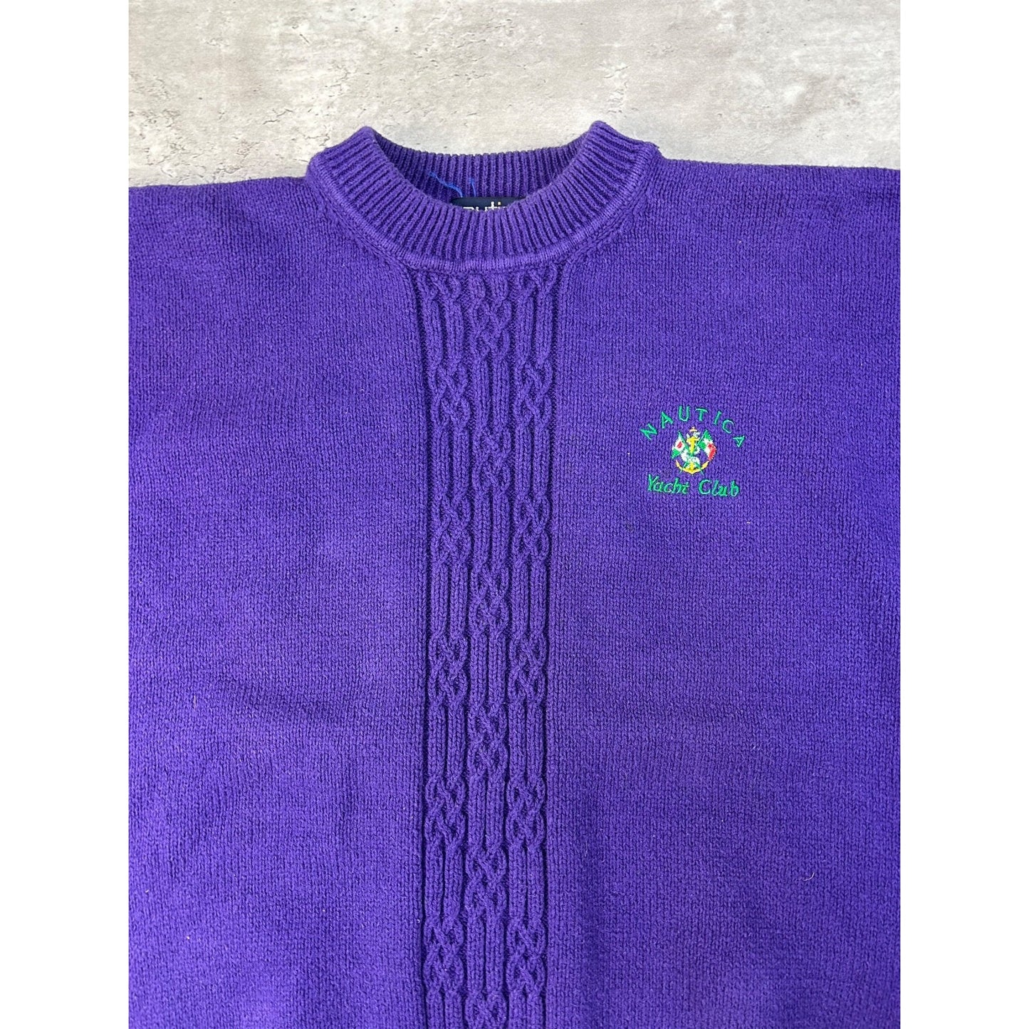 Vintage 90s Nautica Yacht Club Embroidered Pullover Knit Sweater Size Medium
