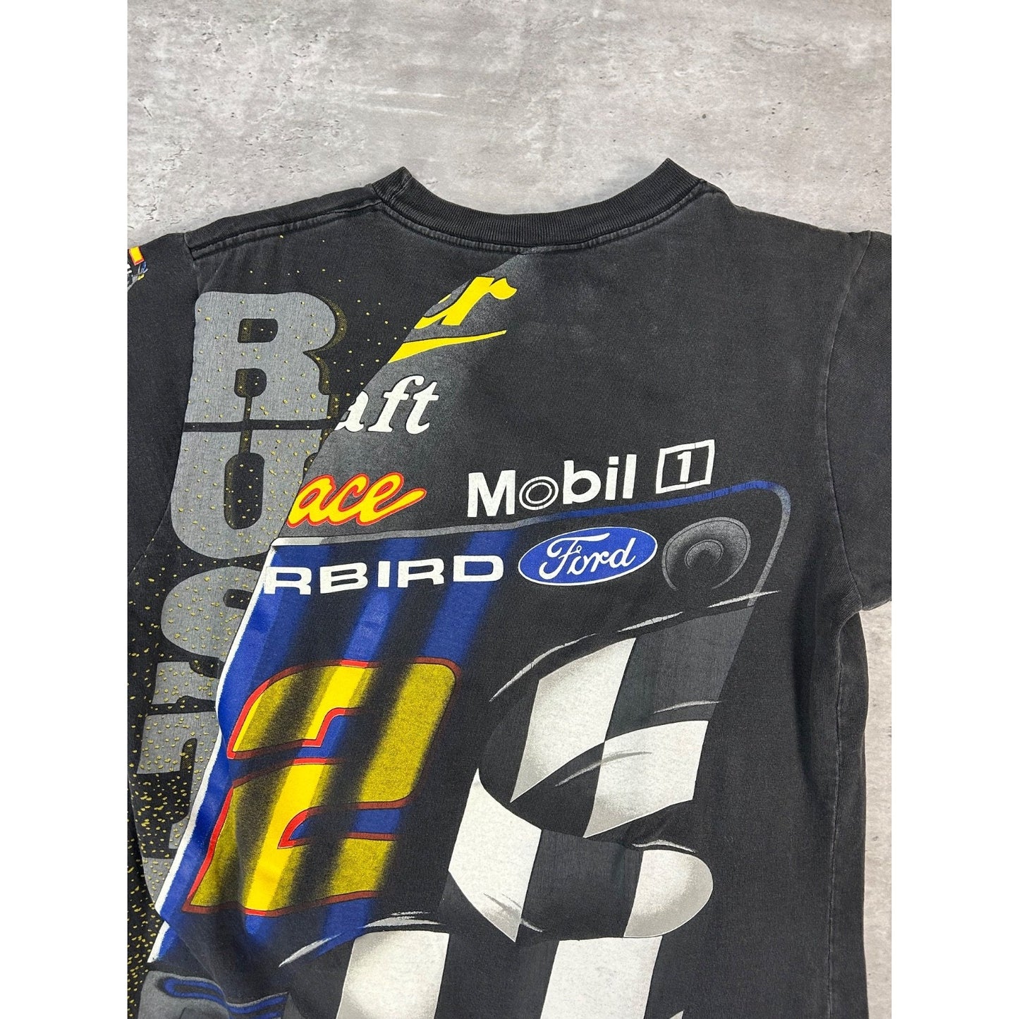 Vintage 90s Rusty Wallace #2 Nascar All Over Print Racing T-Shirt Size Medium