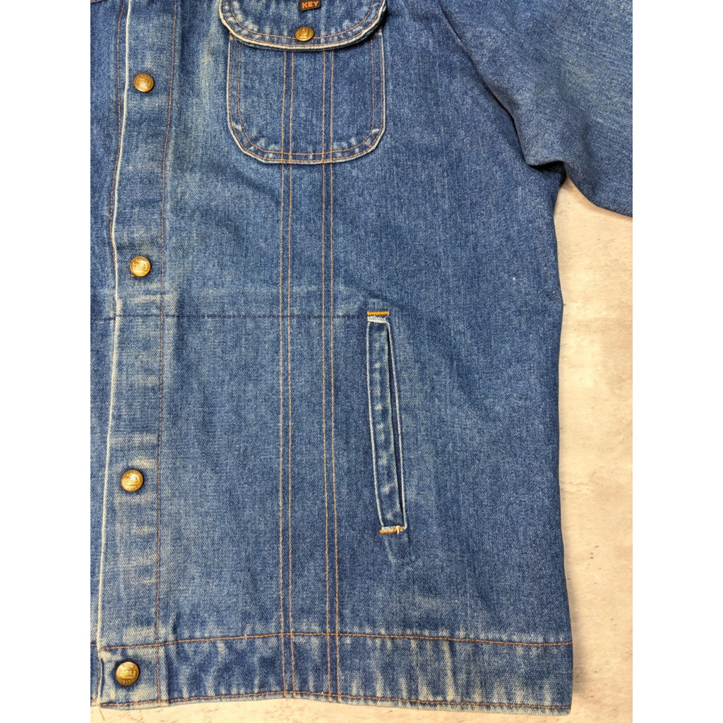 Vintage 1970s Key Imperial Dark Wash Denim Trucker Jacket Size
