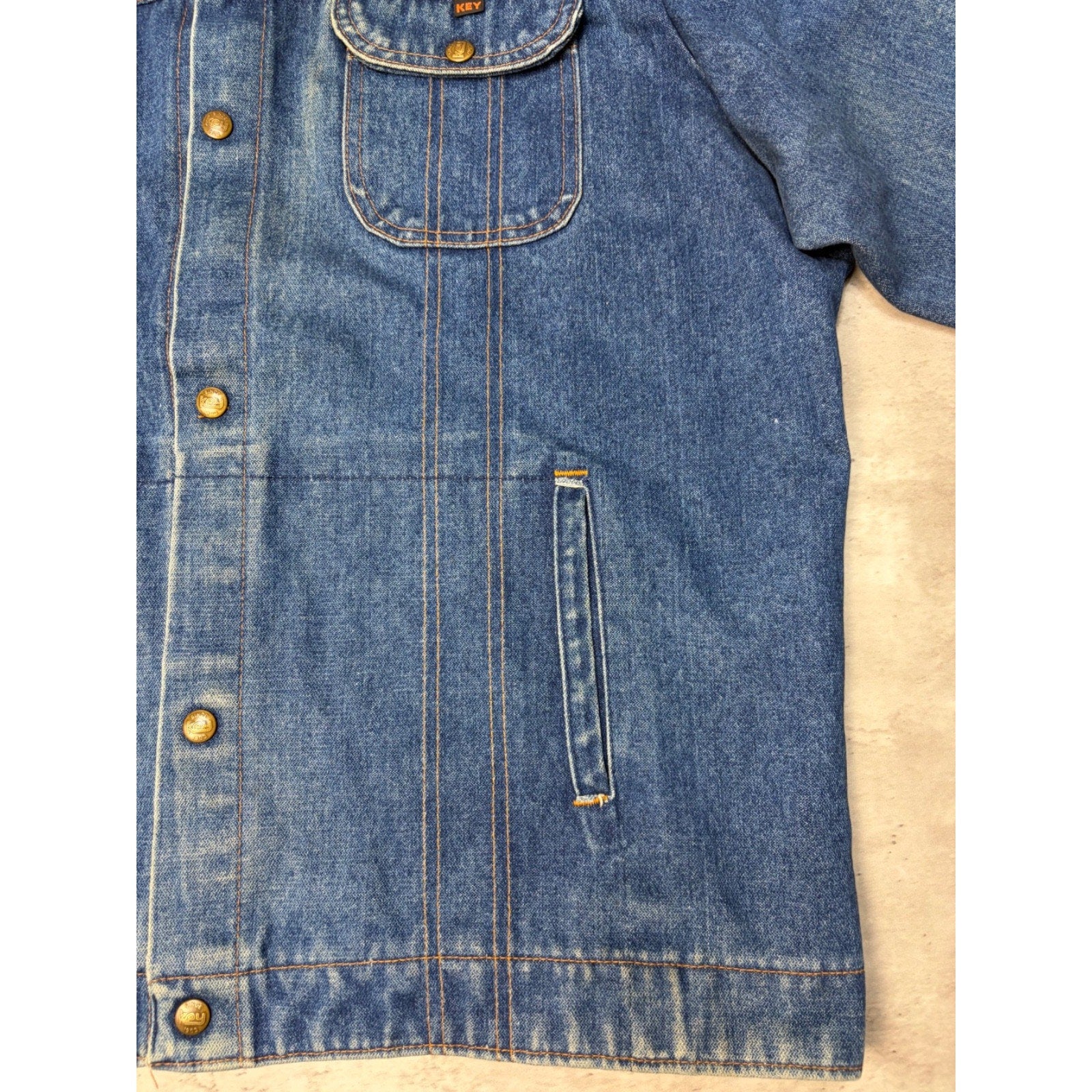 Vintage 1970s Key Imperial Dark Wash Denim Trucker Jacket Size