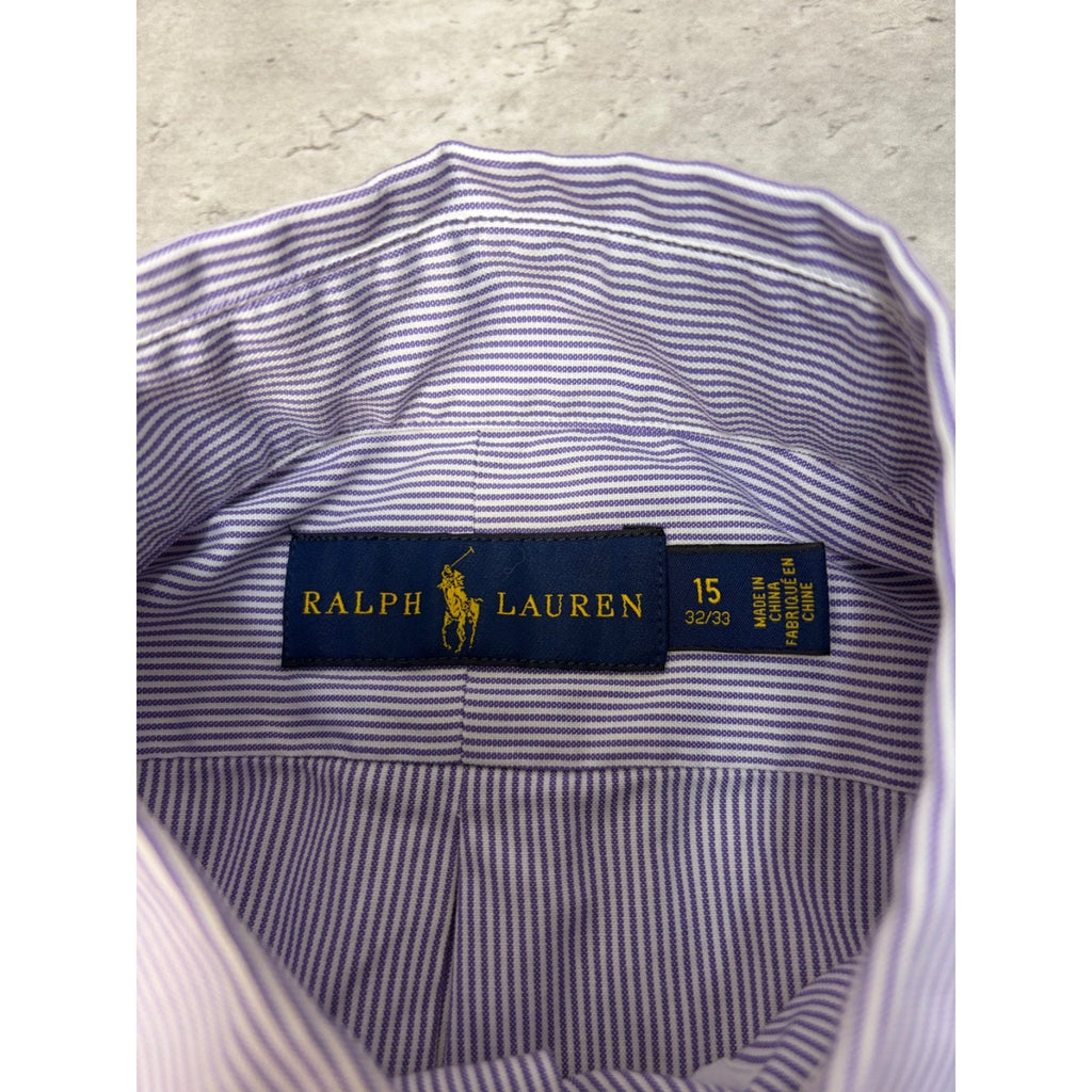 Vintage Polo Ralph Lauren Embroidered Pony Striped Button Up Shirt Size Large