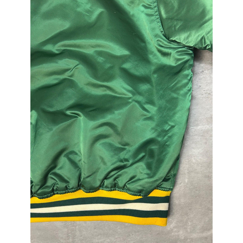 Vintage 80s Green Bay Packers NFL Starter Satin Bomber Jacket Size Large