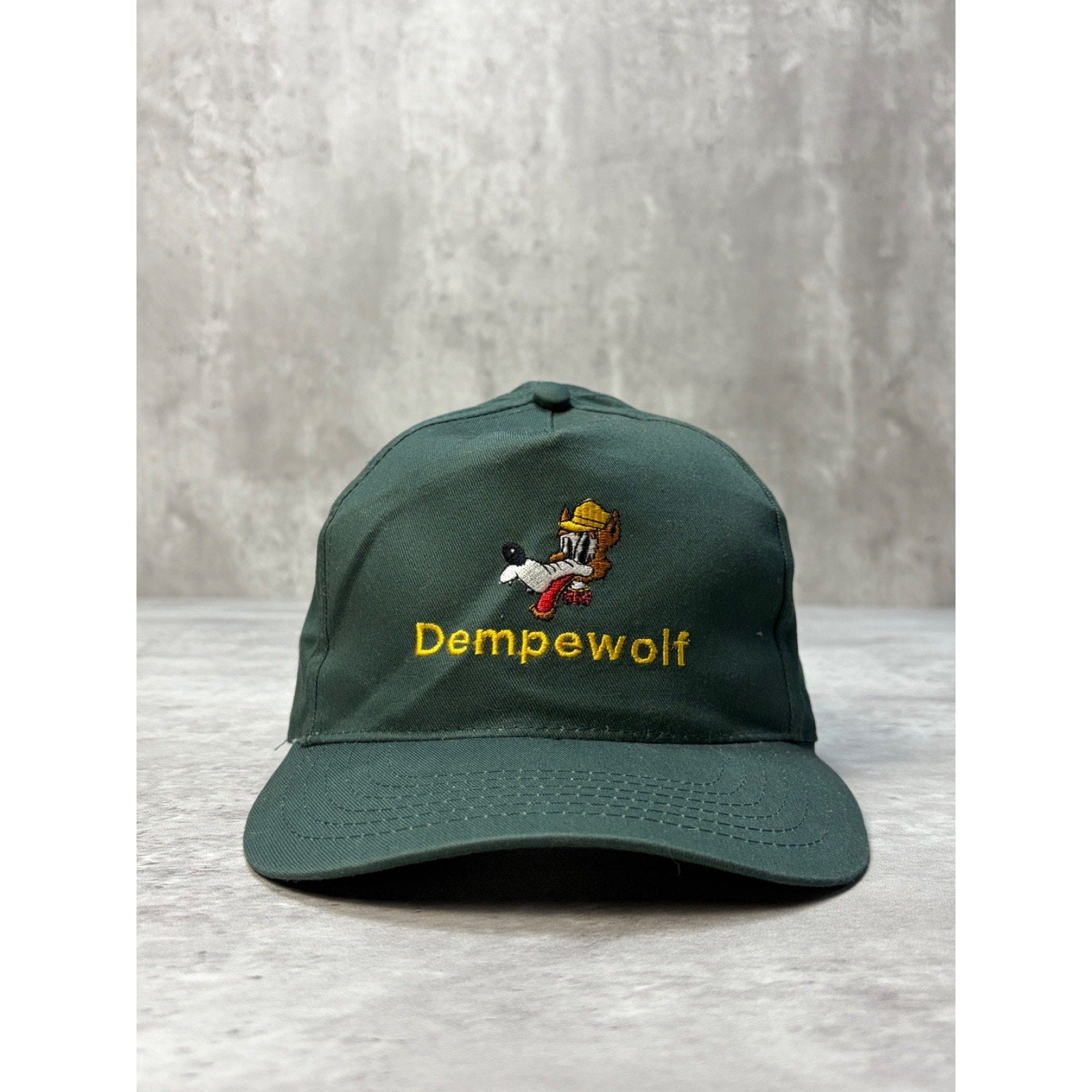 Vintage Dempewolf Auto Dealership Embroidered Mascot Snapback Hat OSFA