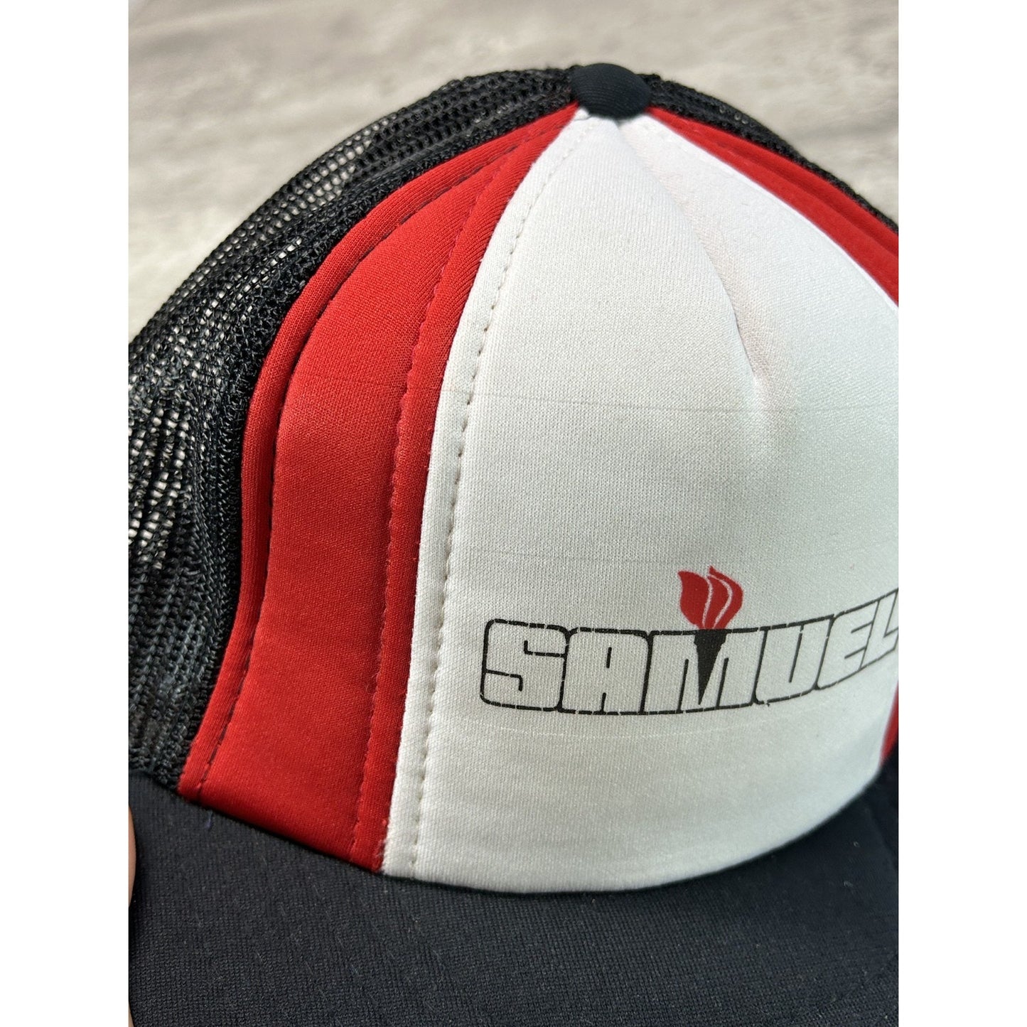 Vintage 80s/90s Samuel Spellout Graphic Trucker Snapback Hat OSFA
