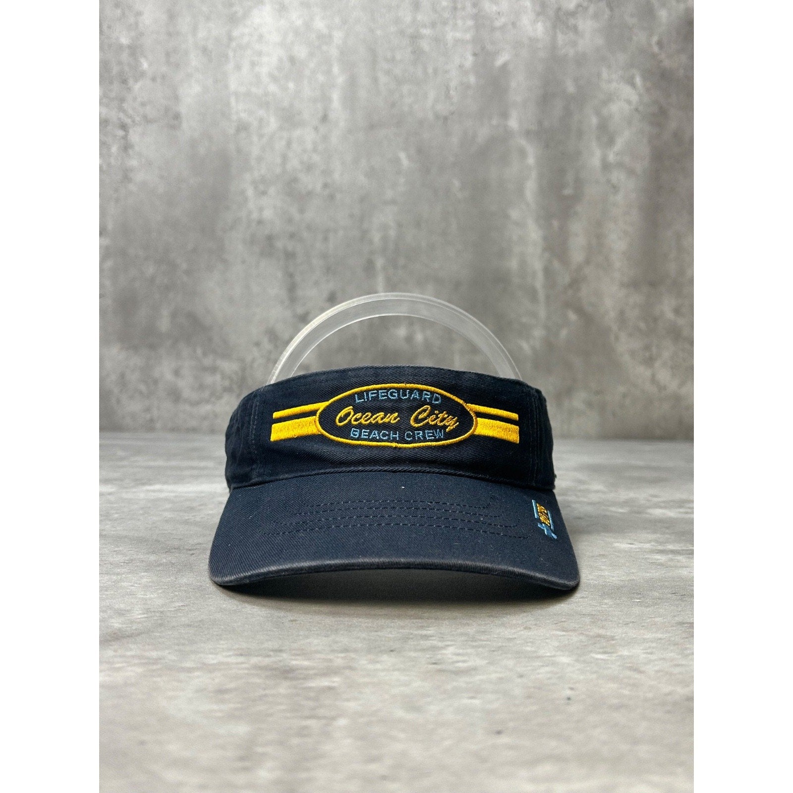 Vintage Ocean City Lifeguard Embroidered Spellout Strapback Visor OSFA