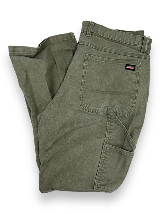 Dickies Canvas Workwear Carpenter Pants Size 36 Green