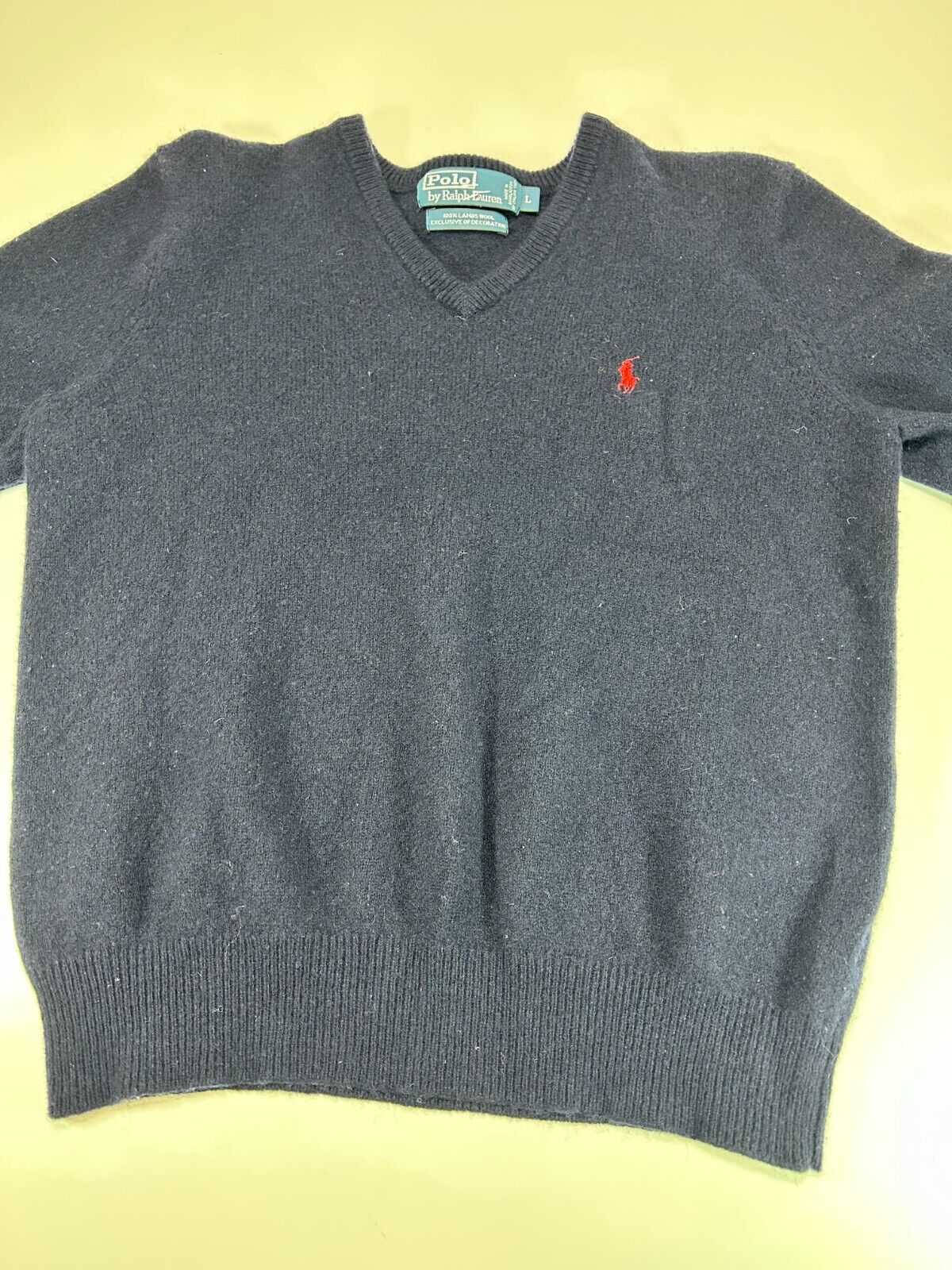 Vintage 90s Polo Ralph Lauren Embroidered Pony 100% Wool Knit Sweater Size Large