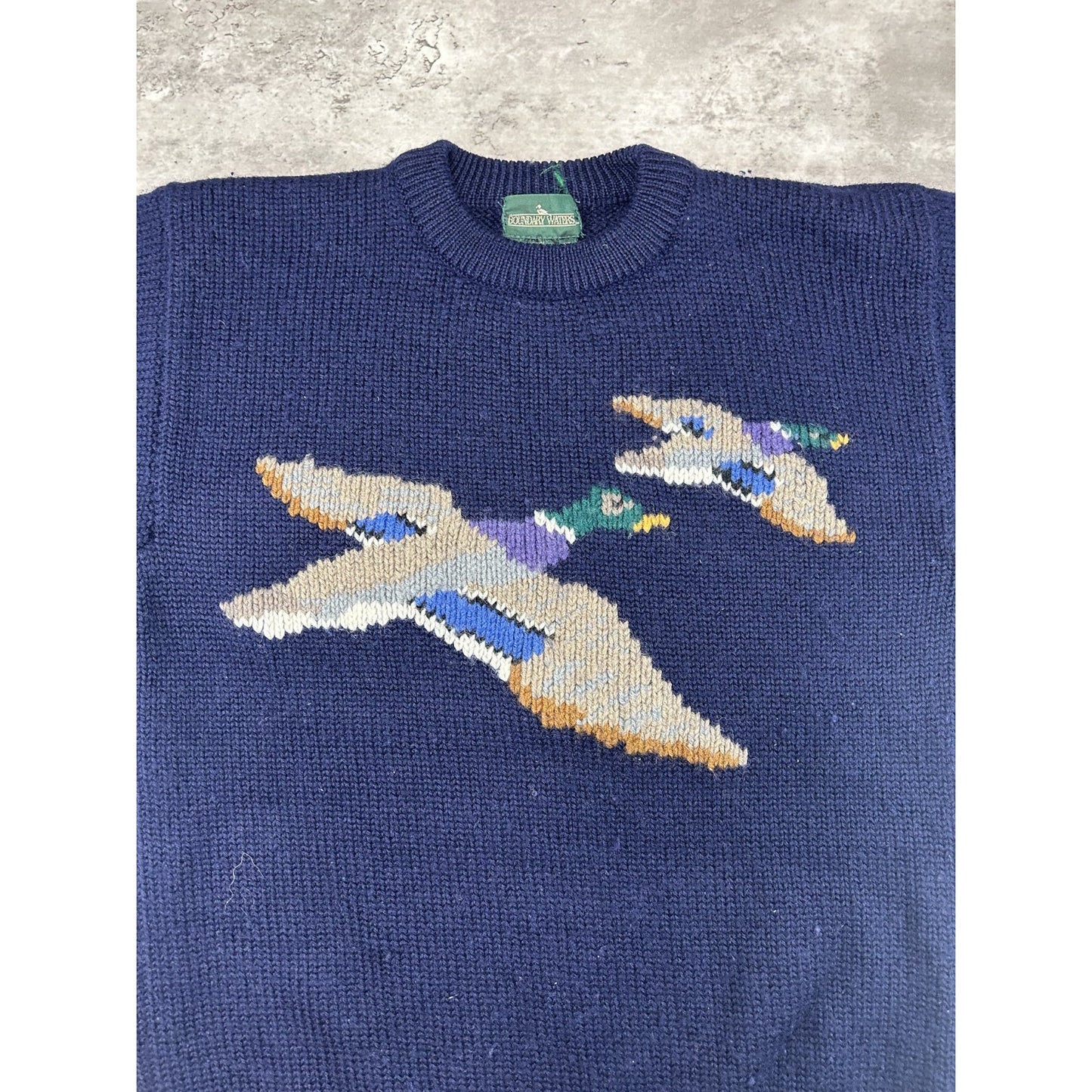 Vintage 90s Boundary Waters Duck Graphic Pullover Knit Sweater Size XL