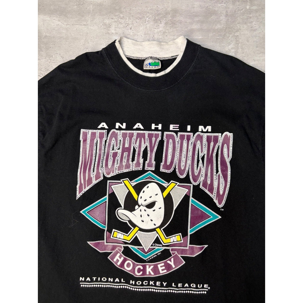 Vintage 1993 Anaheim Mighty Ducks NHL Big Logo Graphic T-Shirt Size XL