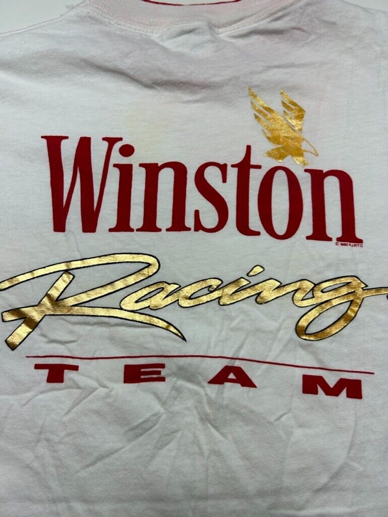 Vintage 1992 Winston Racing Team Nascar Graphic Pocket T-Shirt Size XL White