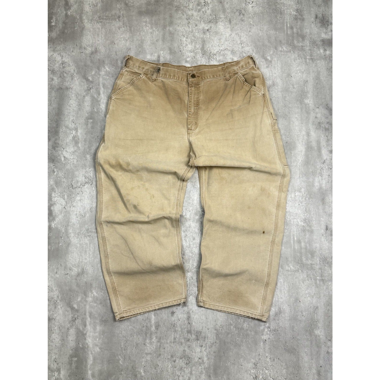 Vintage Carhartt Canvas Beige Workwear Carpenter Pants Size 40