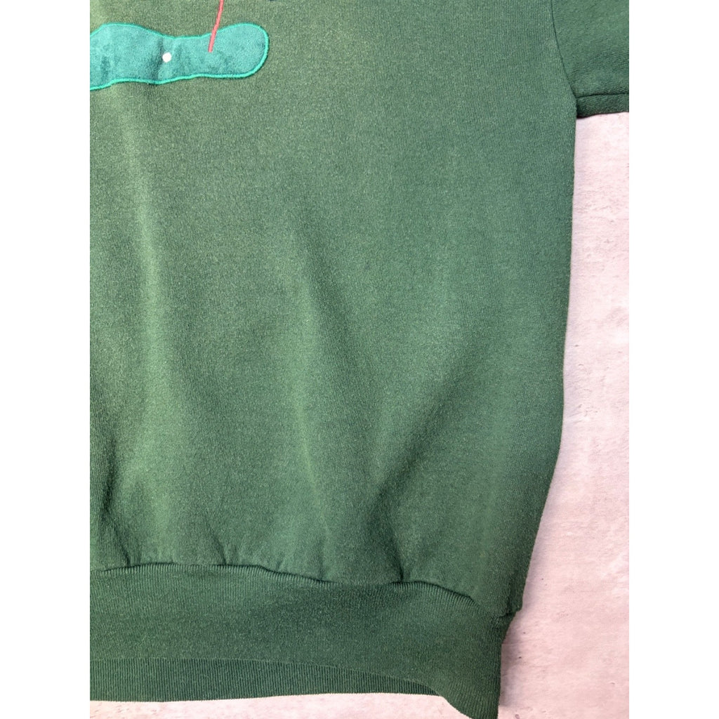 Vintage 90s Golf Embroidered Plaid Spellout Graphic Green Sweatshirt Size XL