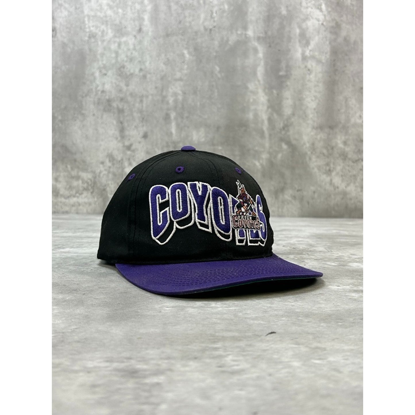 Vintage 90s Phoenix Coyotes NHL Embroidered Wave Spellout Snapback Hat OSFA