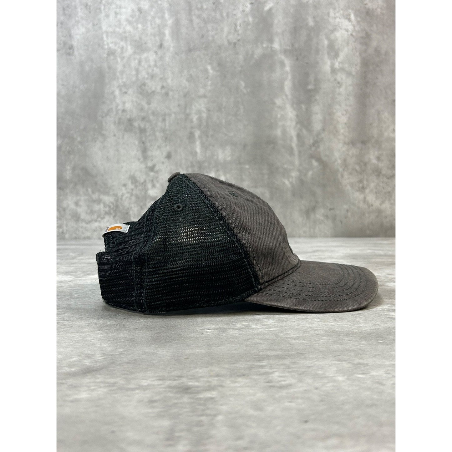 Vintage Carhartt Embroidered Spellout Workwear Trucker Snapback Hat OSFA