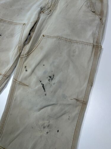 Carhartt Beige Work Wear Style Canvas Double Knee Carpenter Pants Size 35W