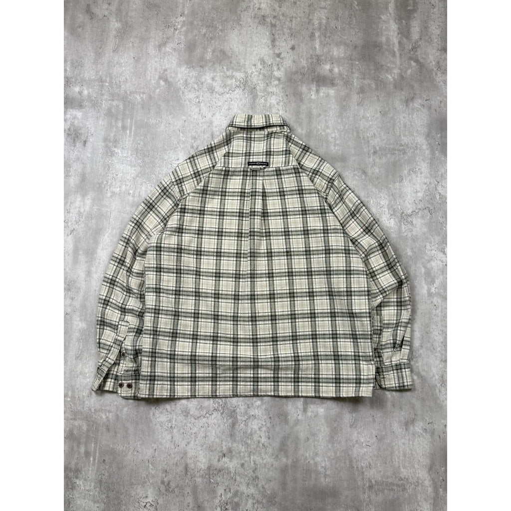 VTG Point Zero Single Pocket Plaid Reworked Cropped Button Up Shirt Size Large