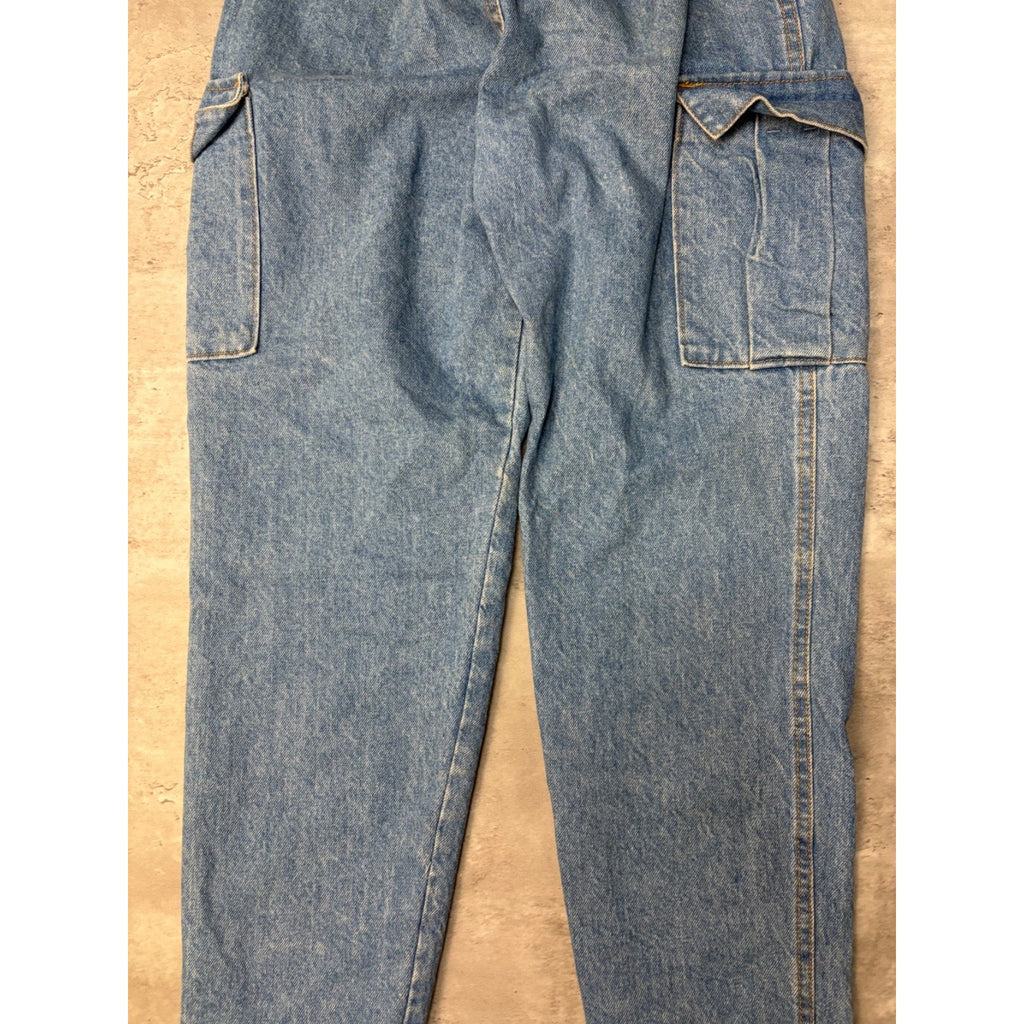 Vintage 90s Womens Palmettos Medium Wash Denim Cargo Pants Size 25