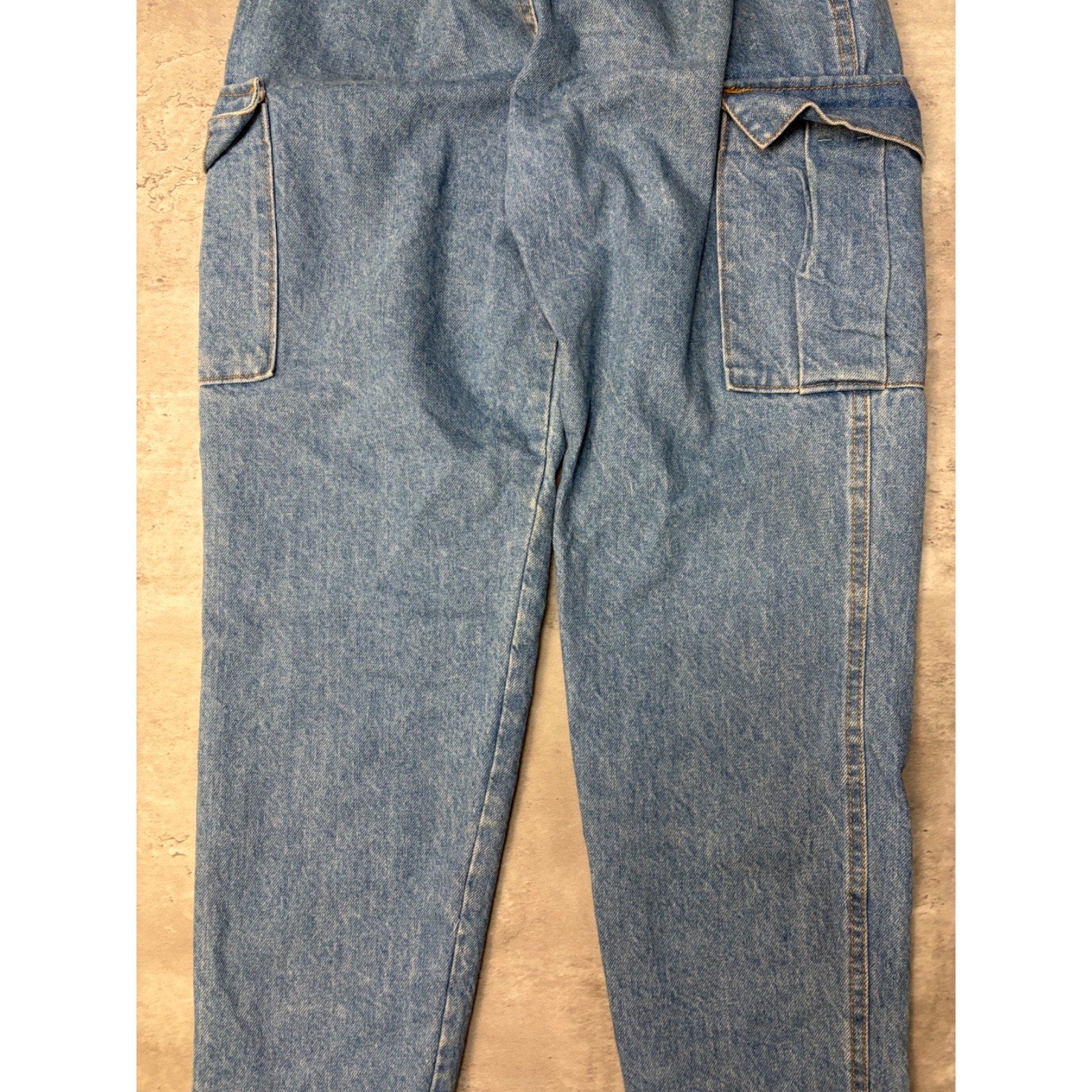 Vintage 90s Womens Palmettos Medium Wash Denim Cargo Pants Size 25
