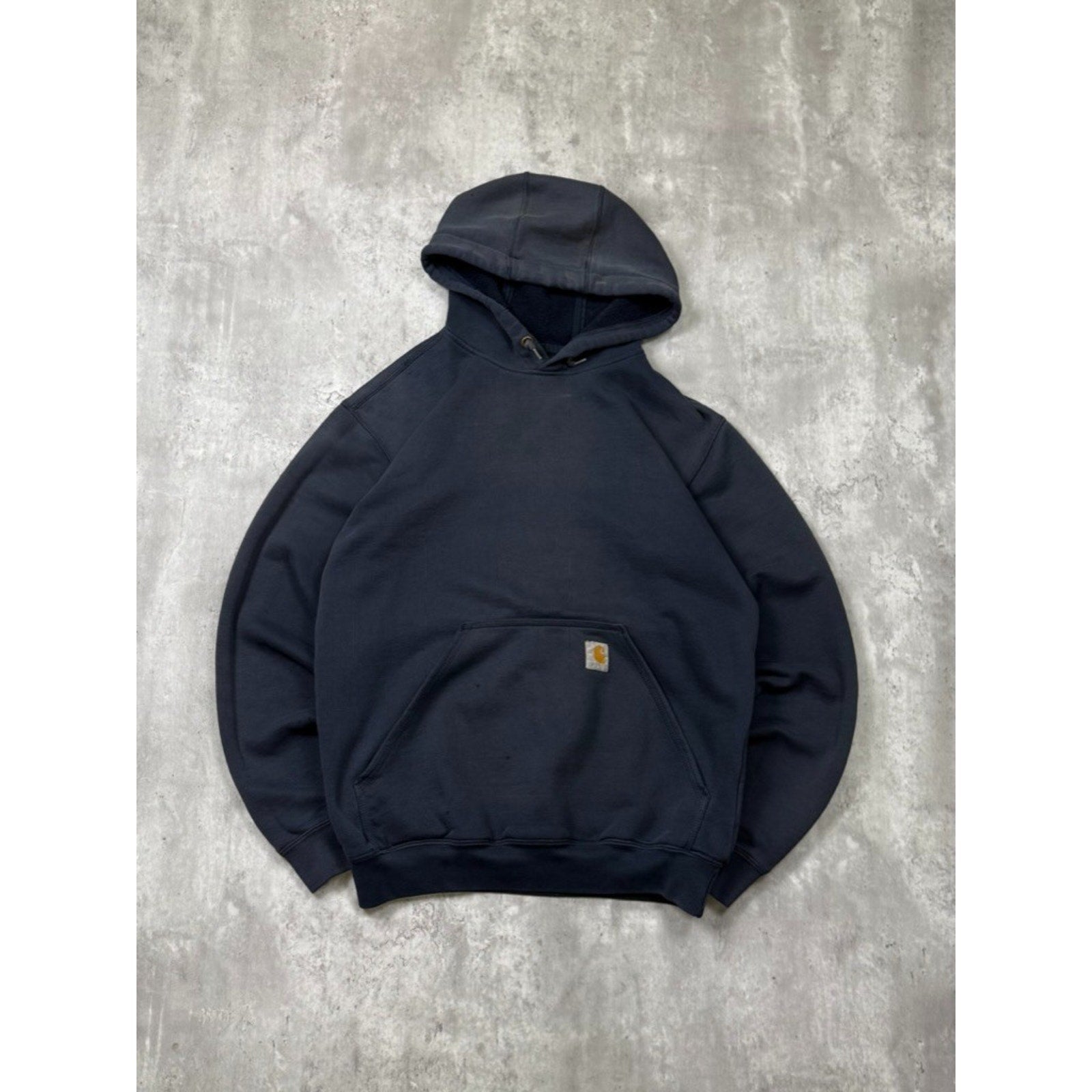 Vintage Carhartt Original Fit Hooded Navy Blue Workwear Sweatshirt Size Small
