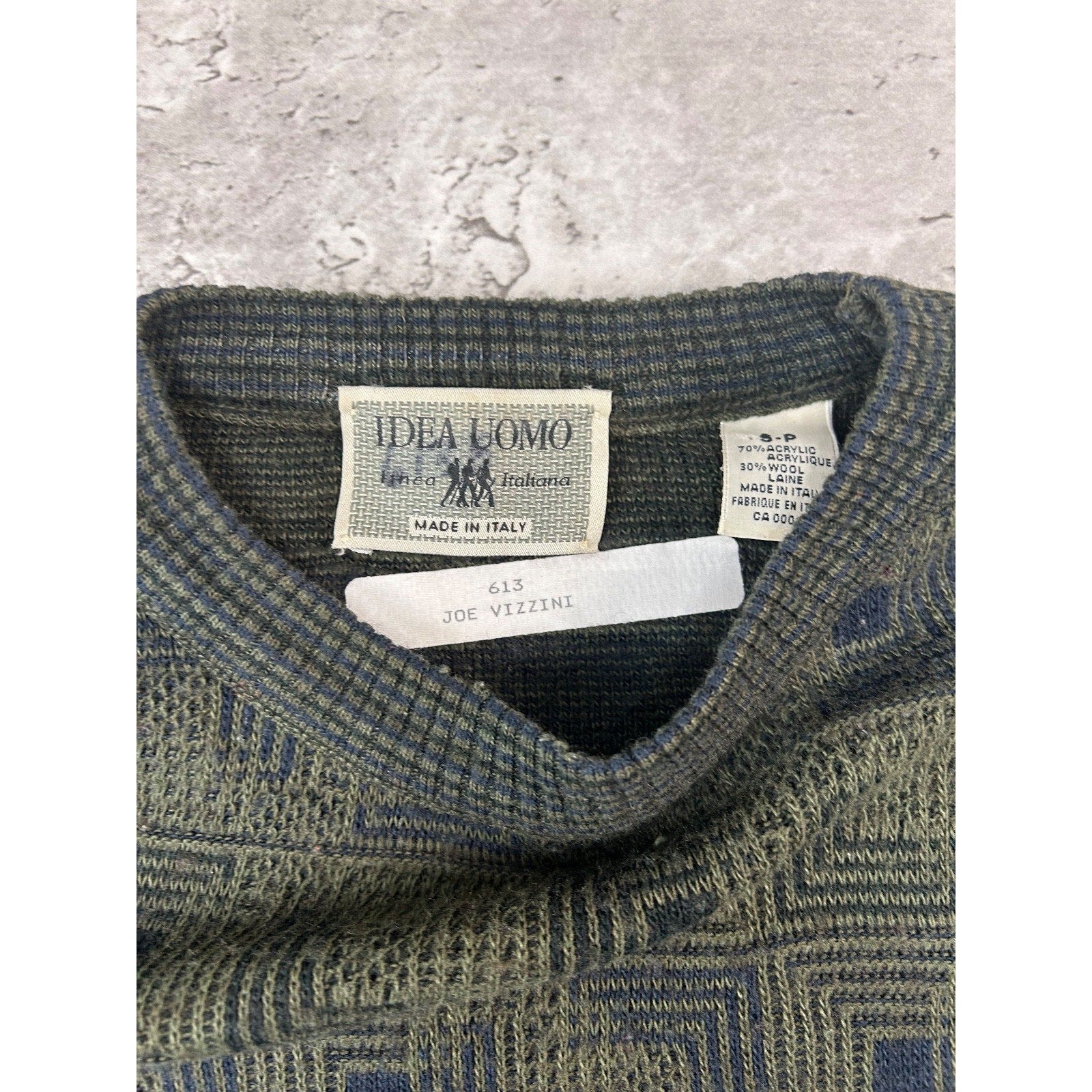 Vintage 90s Idea Lomo Abstract Checkered Print Knit Sweater Size Small