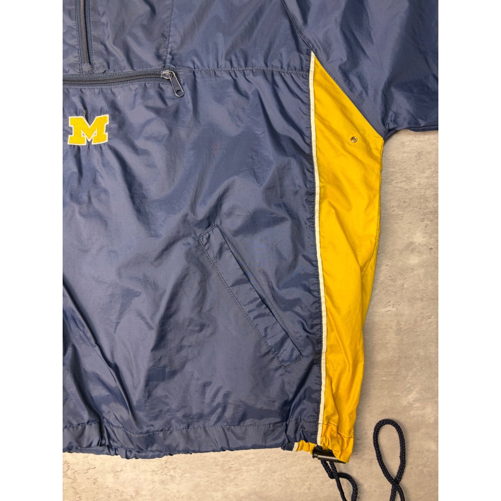 Vintage Michigan Wolverines NCAA Embroidered Windbreaker 1/2 Zip Jacket Sz Large