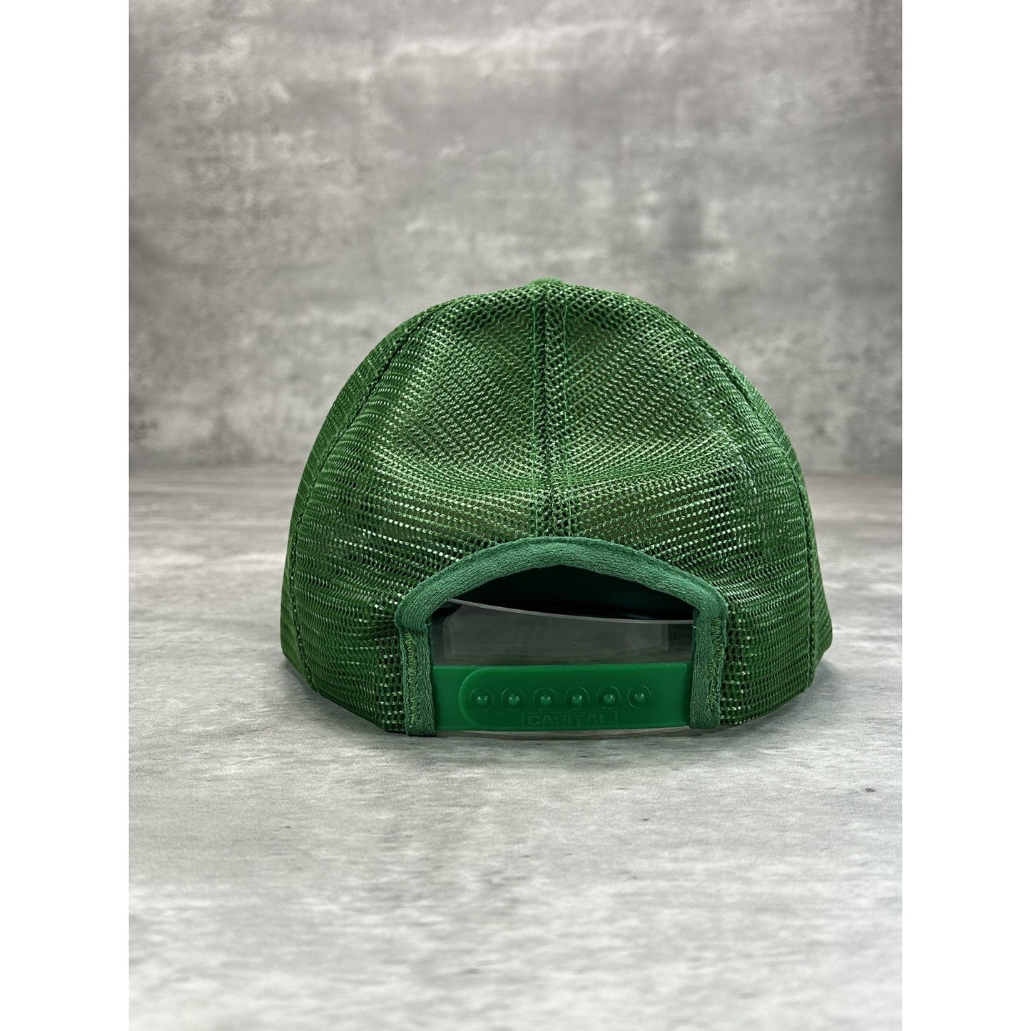 Vintage 1987 US Coast Guard Graphic Spellout Trucker Snapback Hat OSFA Green