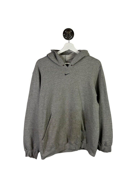 Vintage Y2K Nike Embroidered Middle Swoosh Hooded Sweatshirt Size Medium Gray