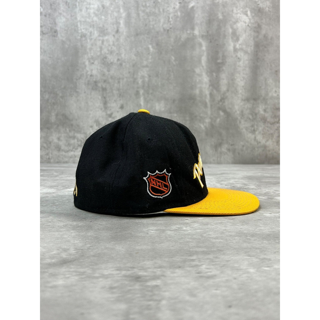 Vintage 90s Pittsburgh Penguins NHL Embroidered Logo Hockey Fitted Hat Sz 6 7/8