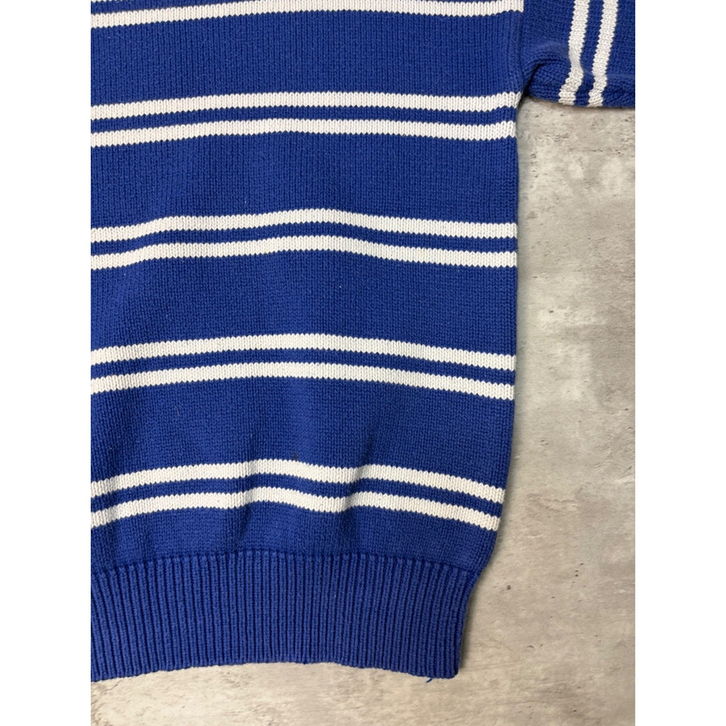 Vintage 90s Gap Striped Pattern Pullover Collar Button Knit Sweater Size Small