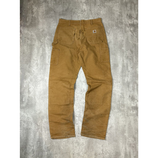 Vintage Carhartt Canvas Workwear Double Knee Carpenter Pants Size 34 Beige