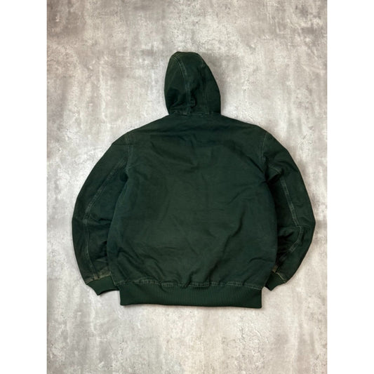 Vintage Carhartt Insulated Canvas Workwear Hooded Active Jacket Size Large Tall
