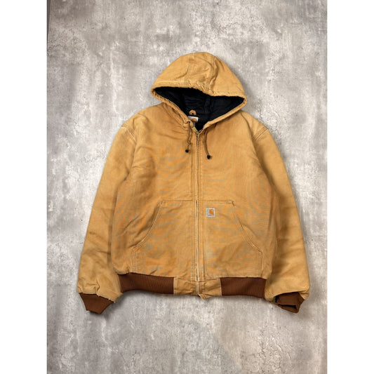 Vintage Carhartt Insulated Canvas Workwear Hooded Active Jacket Size Large USA