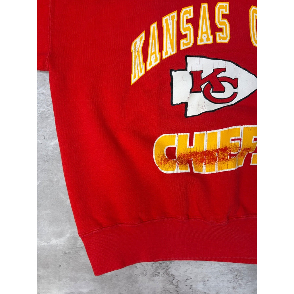 Vintage 90s Kansas City Chiefs NFL Graphic Spellout Football Sweatshirt Sz Large