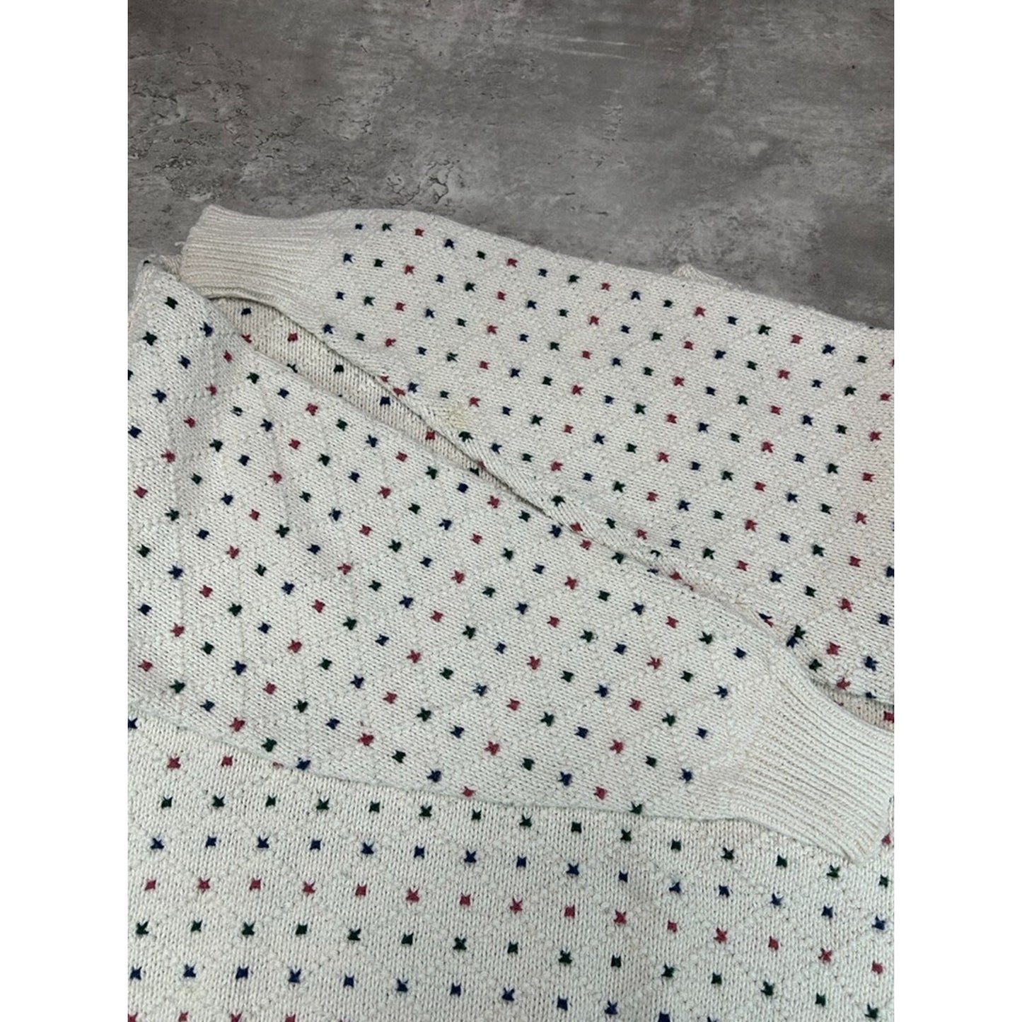 Vintage 90s Bernhard Altmann Abstract Spotted Print Pullover Sweater Size XL