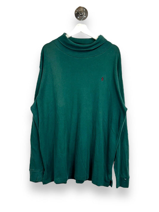 Vintage 90s Polo Ralph Lauren Embroidered Pony Mock Neck T-Shirt Size 2XL Green