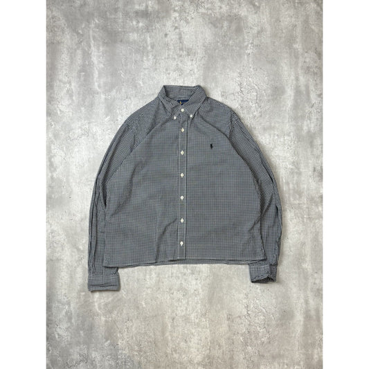 Vintage Polo Ralph Lauren Checkered Reworked Cropped Button Up Shirt Size Large