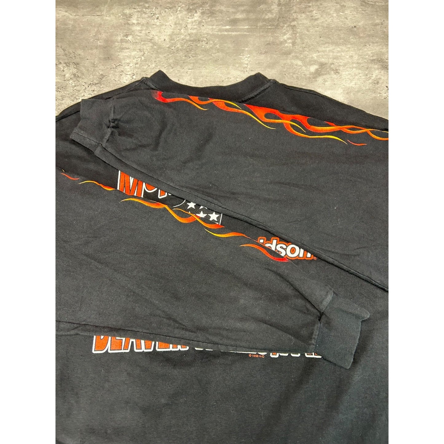 Vintage 1998 Harley Davidson Bald Eagle Graphic Flame Sleeve T-Shirt Size XL