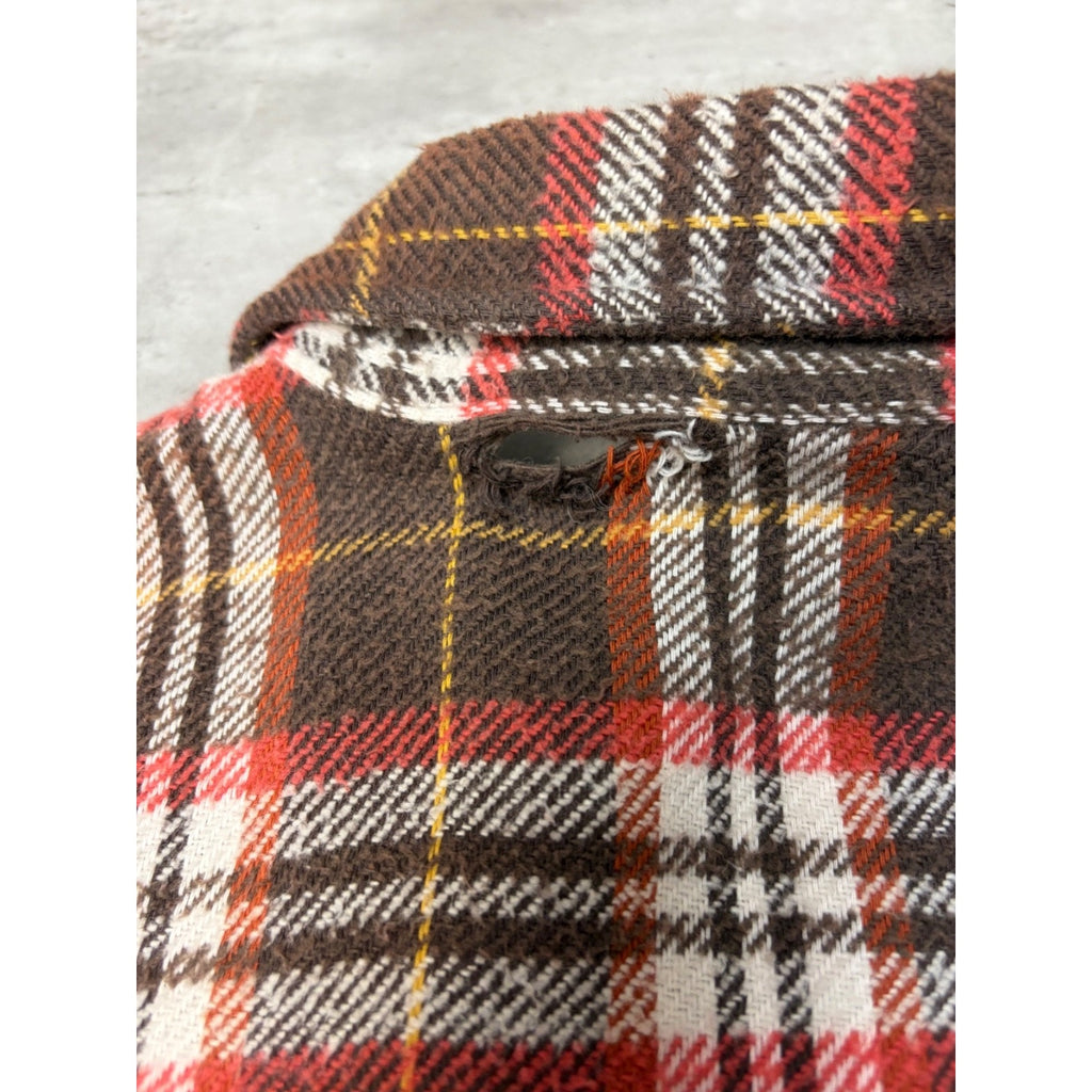 Vintage 1980s Big Mac JCPenney Brown Long Sleeve Button Up Shirt Size MT