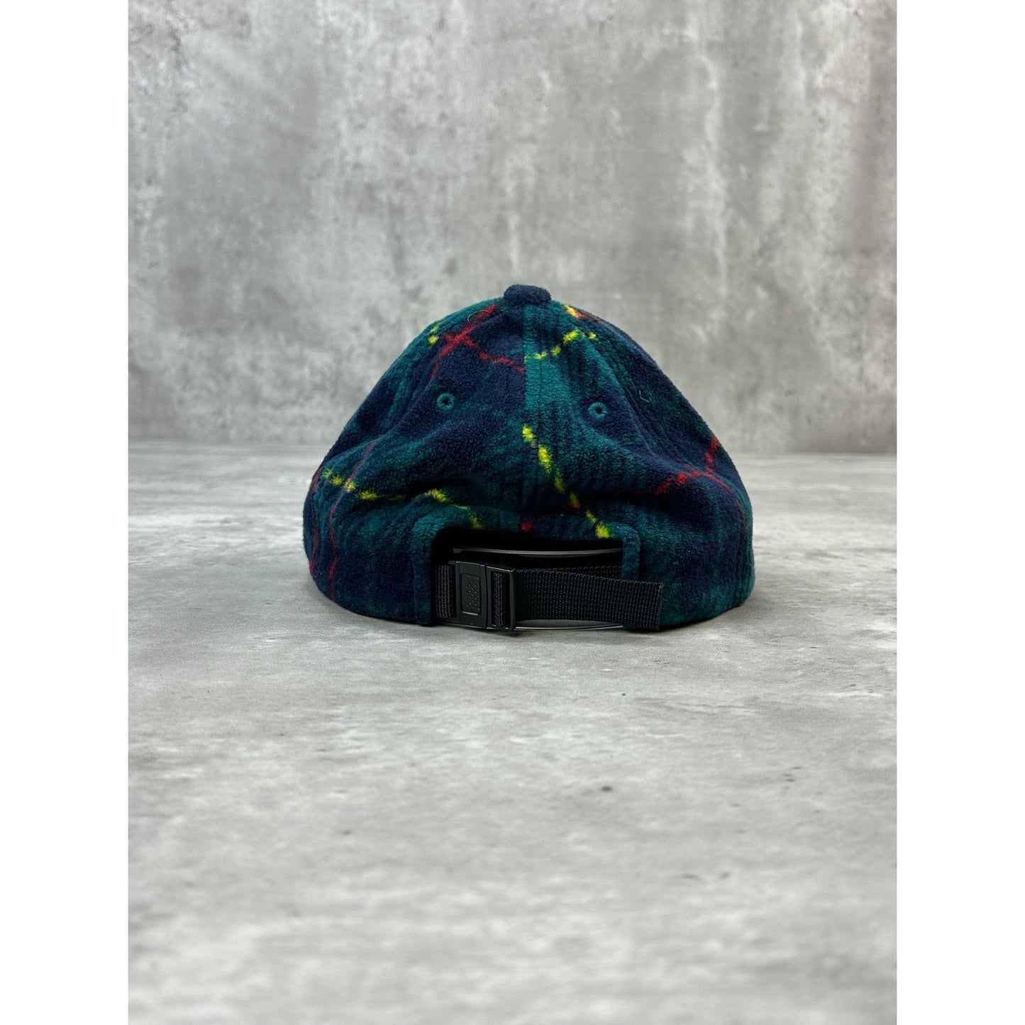Vintage Plaid Print Fleece Strapback Hat OSFA