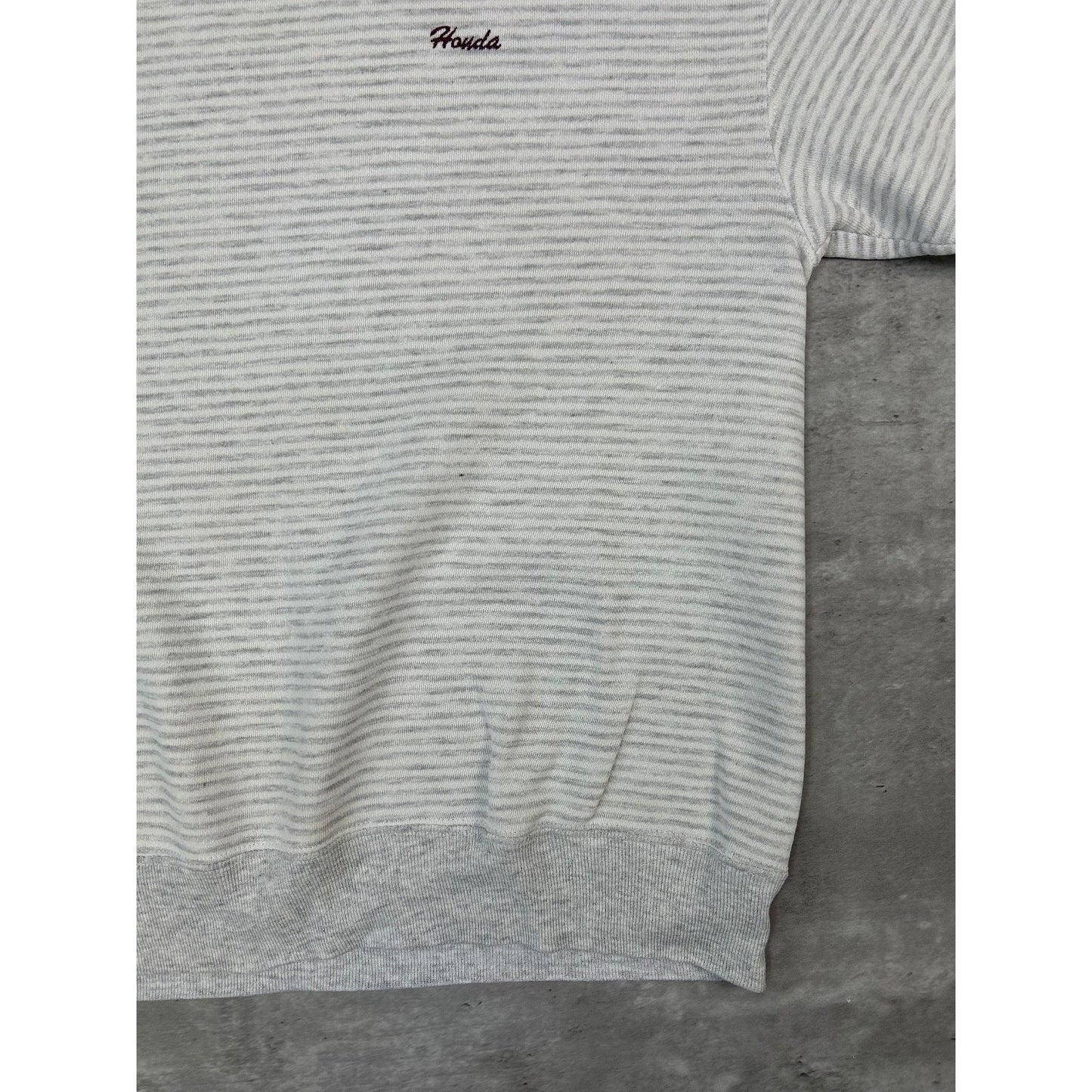 Vintage 90s Honda Embroidered Spellout Striped Crewneck Sweatshirt Size Large