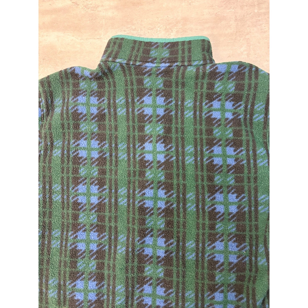 Vintage L.L. Bean Plaid 1/4 Button Fleece Pullover Sweatshirt Size Large