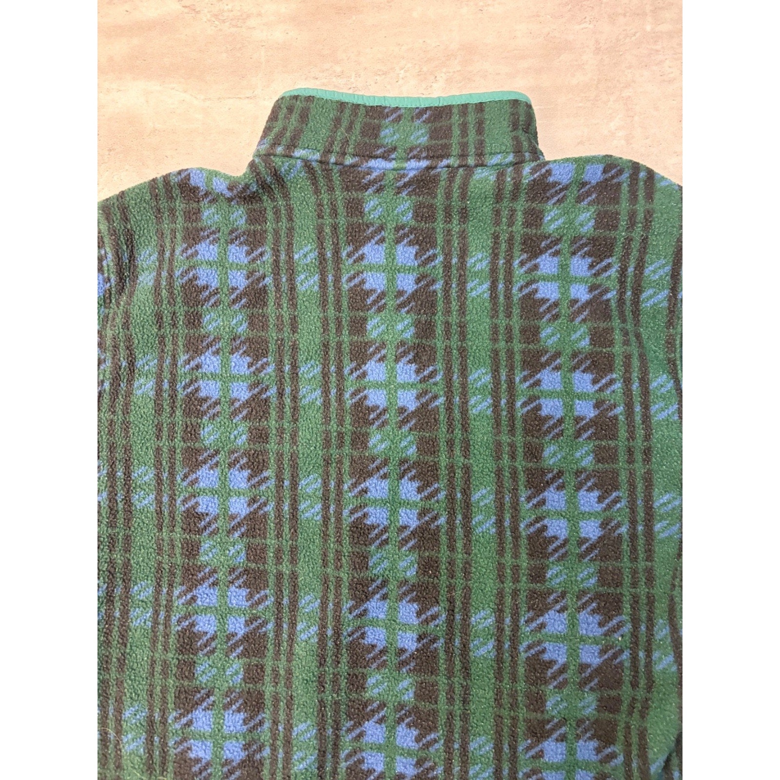 Vintage L.L. Bean Plaid 1/4 Button Fleece Pullover Sweatshirt Size Large