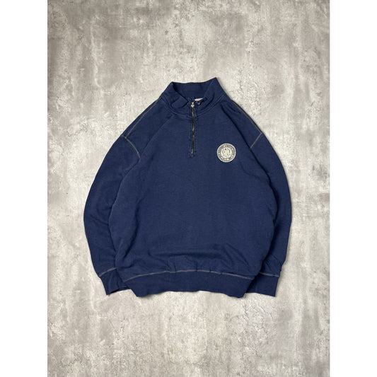 Vintage B.U.M Equipment Embroidered Crest Patch 3/4 Zip Sweatshirt Size 2XL
