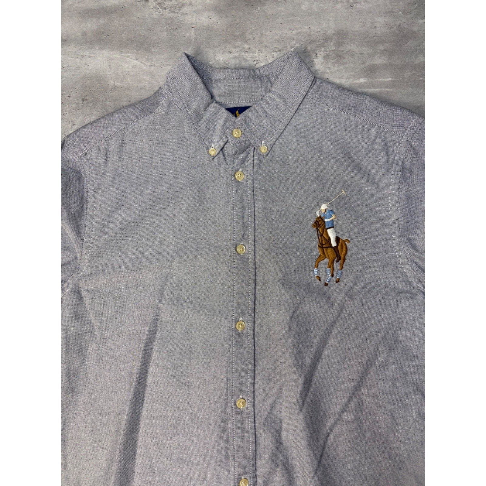 Vintage Polo Ralph Lauren Embroidered Big Pony Button Up Shirt Size XL YOUTH